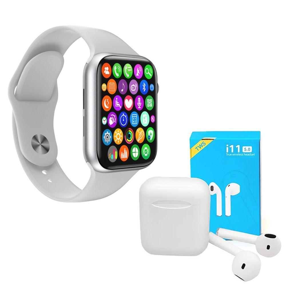 Kit 1 Relógio Smartwatch Iwo 8 Branco + Fone Bt I11 Pro Tws - 1