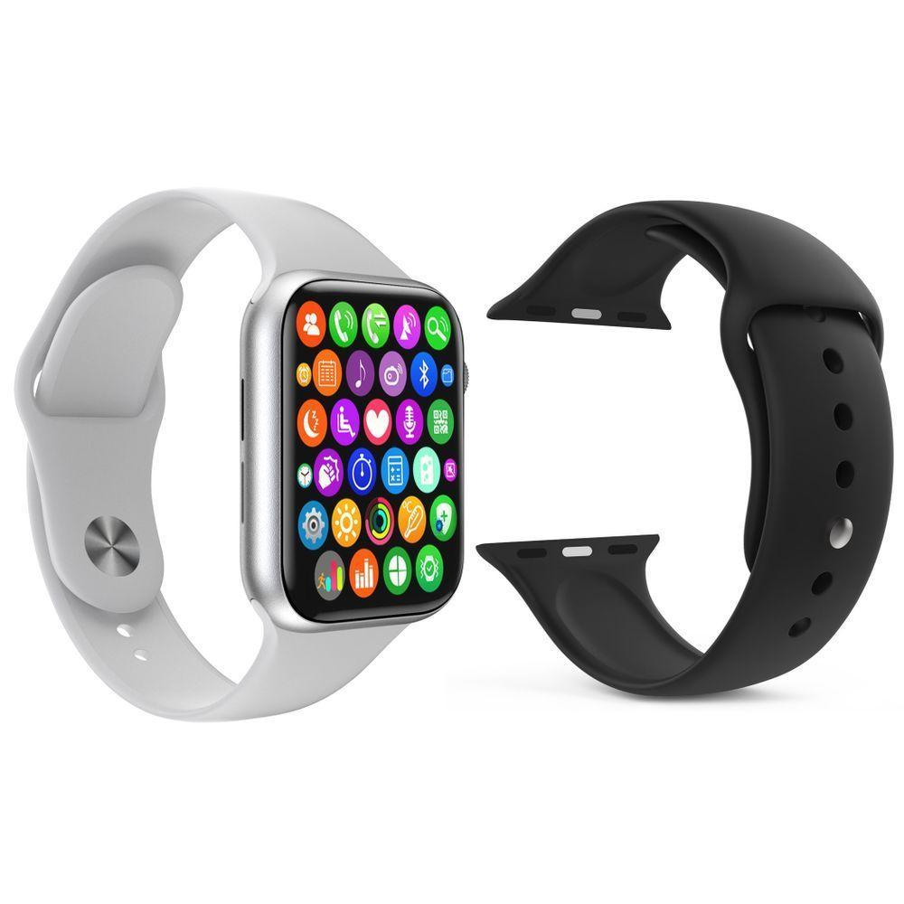 Kit 1 Relógio Smartwatch S Branco + 1 Pulseira Preto - 1