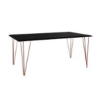 Conjunto De Mesa Clips De Ferro Cobre Tampo Preto 135X75 6 Cadeiras Cobre Assento Preto Cor: Preto