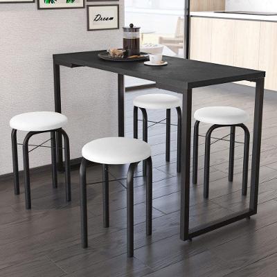 Kit Mesa De Cozinha 120Cm Com 4 Banquetas F02 Preto/Branco
