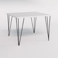 Conjunto De Mesa Clips De Ferro Preto Tampo Quadrado Branco 90X90 4 Cadeiras Ferro Preta Assen