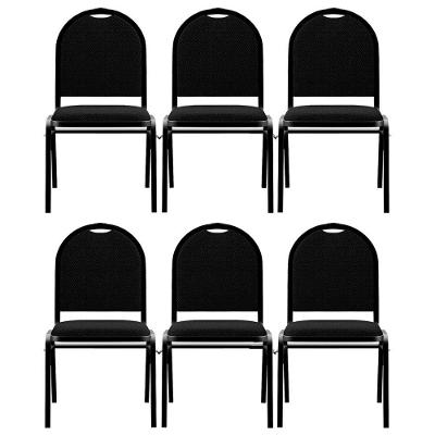 Kit 6 Cadeiras Hoteleiras Auditório Empilhável Linho M23 Preto - Mpozenato