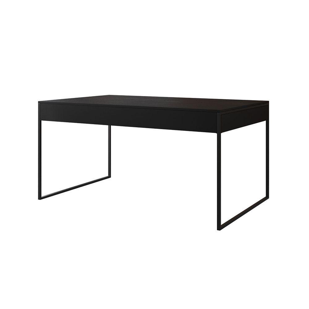 Mesa Jantar Industrial Retangular 137X90Cm Preta Com 4 Cadeiras Brancas Base Ferro Cor: Preto - 5