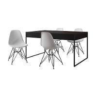 Mesa Jantar Industrial Retangular 137X90Cm Preta Com 4 Cadeiras Brancas Base Ferro Cor: Preto - 6