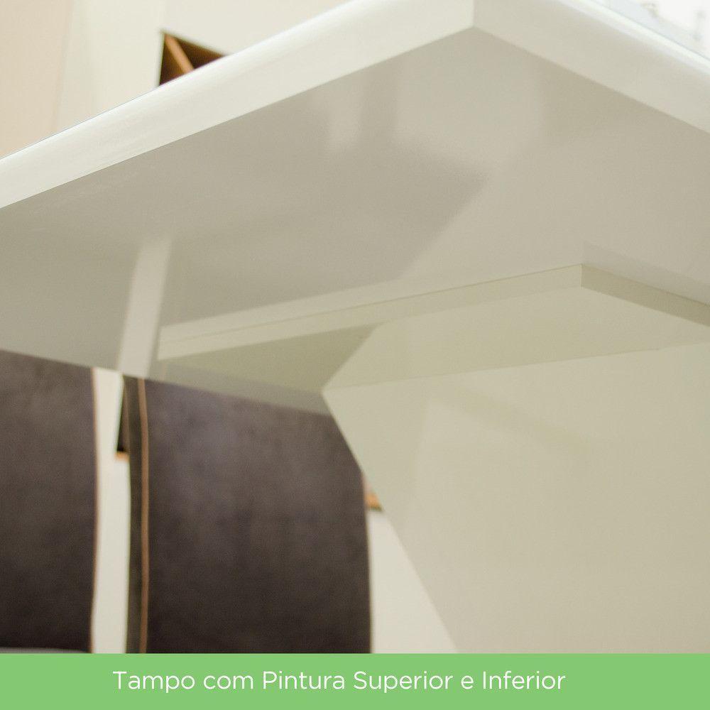 Conjunto Sala Jantar tampo Mdf| Cadeiras Off White C/Nature - 3