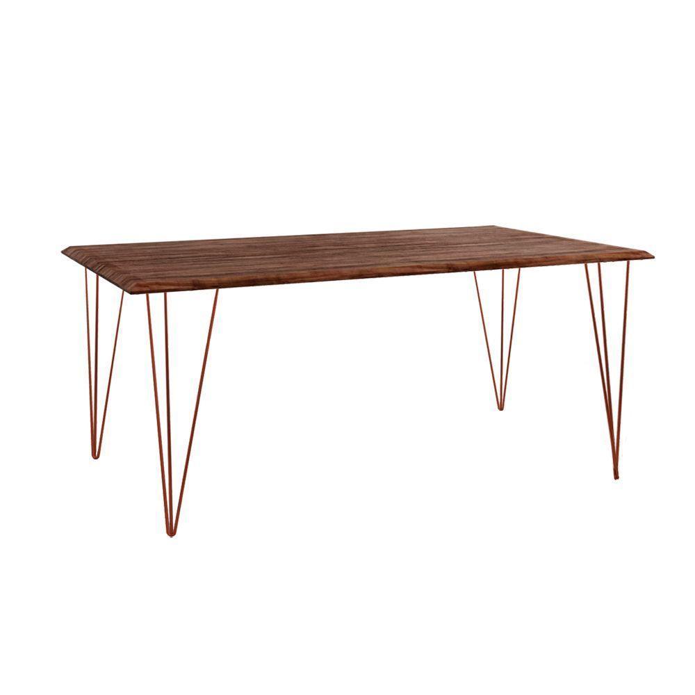 Conjunto De Mesa Clips De Ferro Cobre Tampo Amêndoa 135X75 6 Cadeiras Cobre Assento Preto - 4