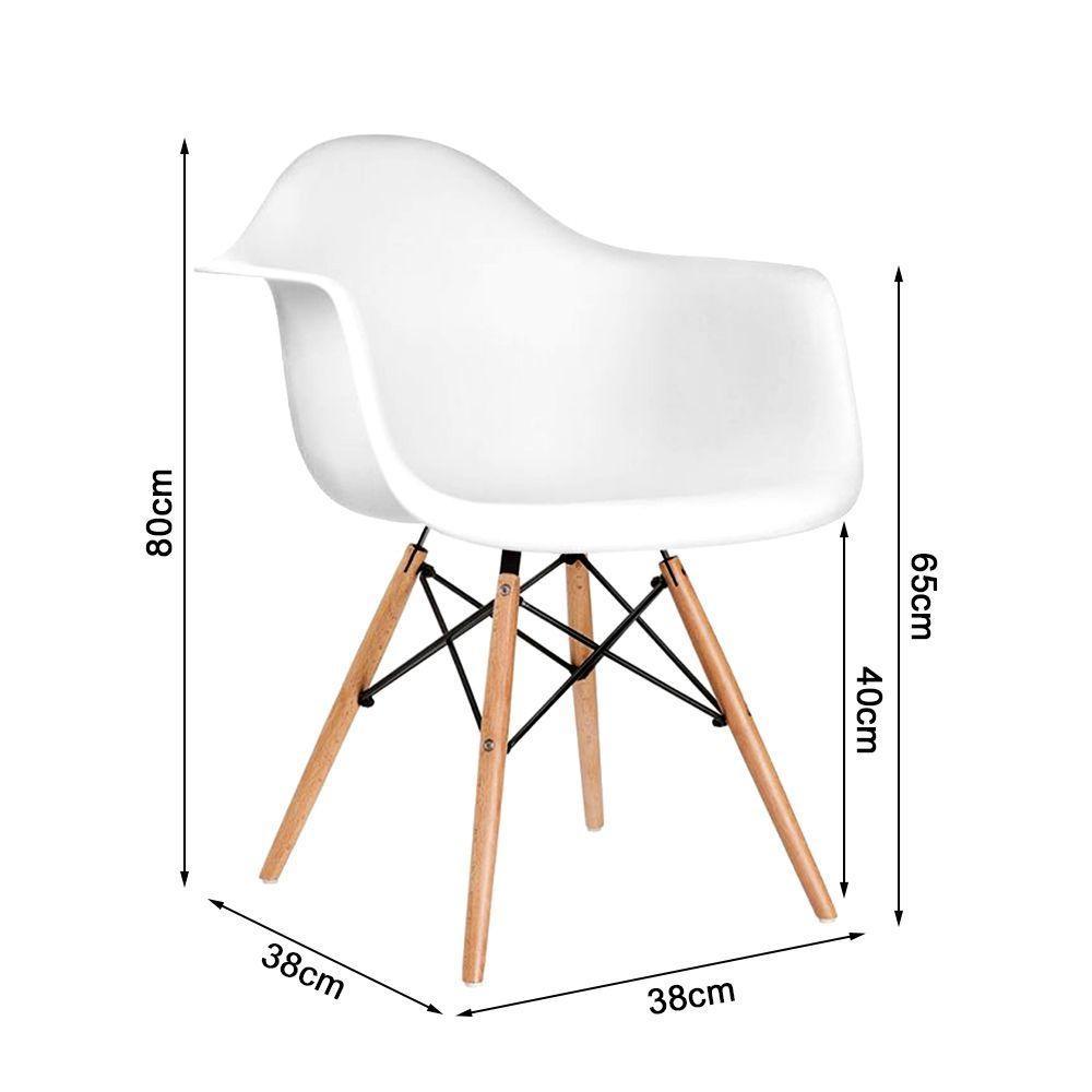 Mesa Jantar Industrial Preta 110Cm Redonda Base V Cobre Com 4 Poltronas Brancas Madeira Cor: Preto - 2