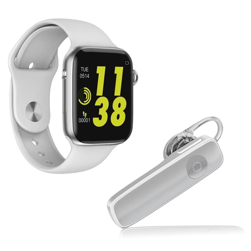 Kit Relógio Smartwatch Iwo 8 Branco + Fone Estéreo Branco - 1