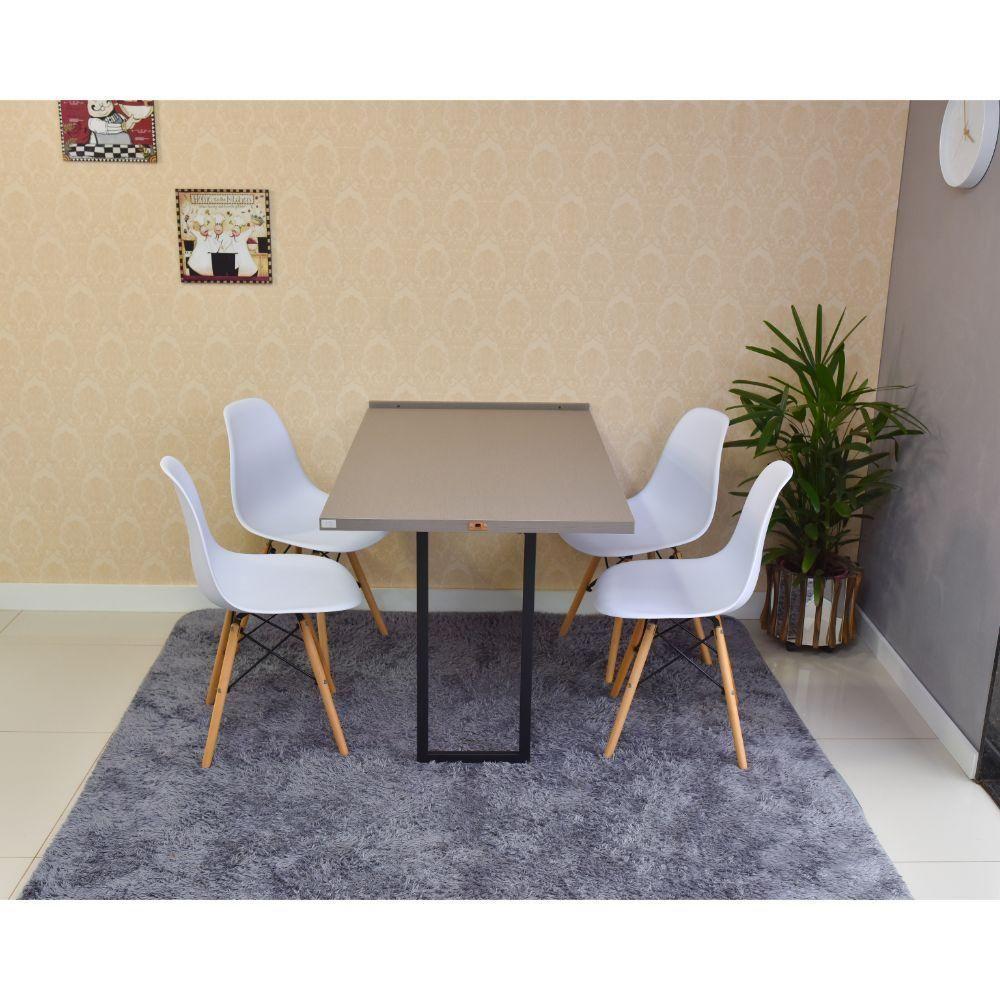 Conjunto Mesa Dobrável Retrátil 120x75 Volpi e 4 Cadeiras Eiffel Branca - 1