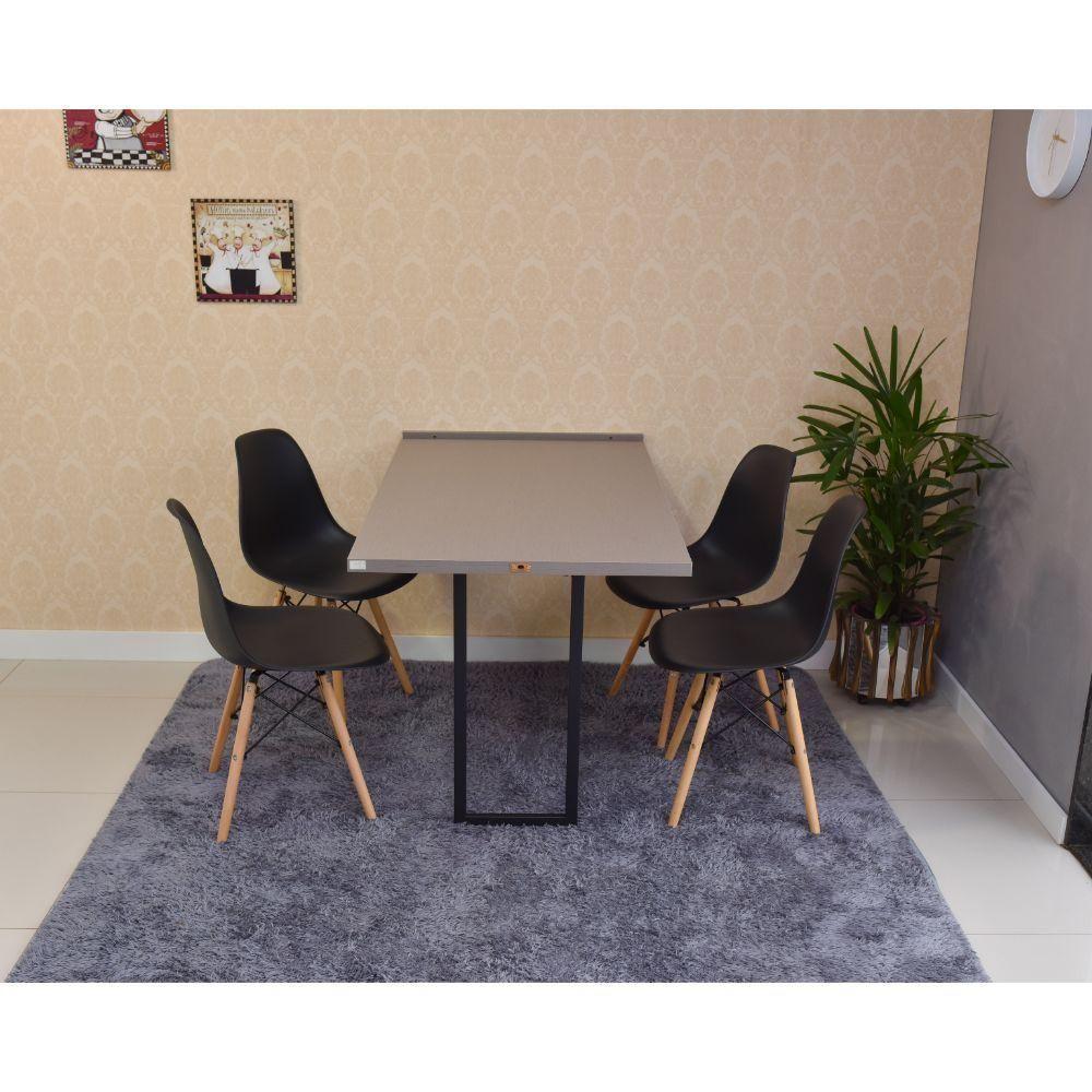 Conjunto Mesa Dobrável Retrátil 120x75 Volpi e 4 Cadeiras Eiffel Preta - 1