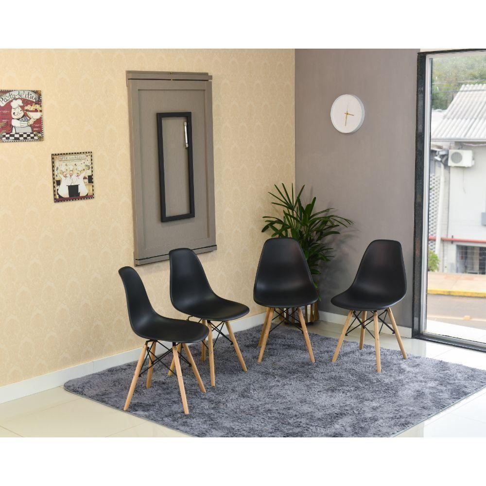 Conjunto Mesa Dobrável Retrátil 120x75 Volpi e 4 Cadeiras Eiffel Preta - 2