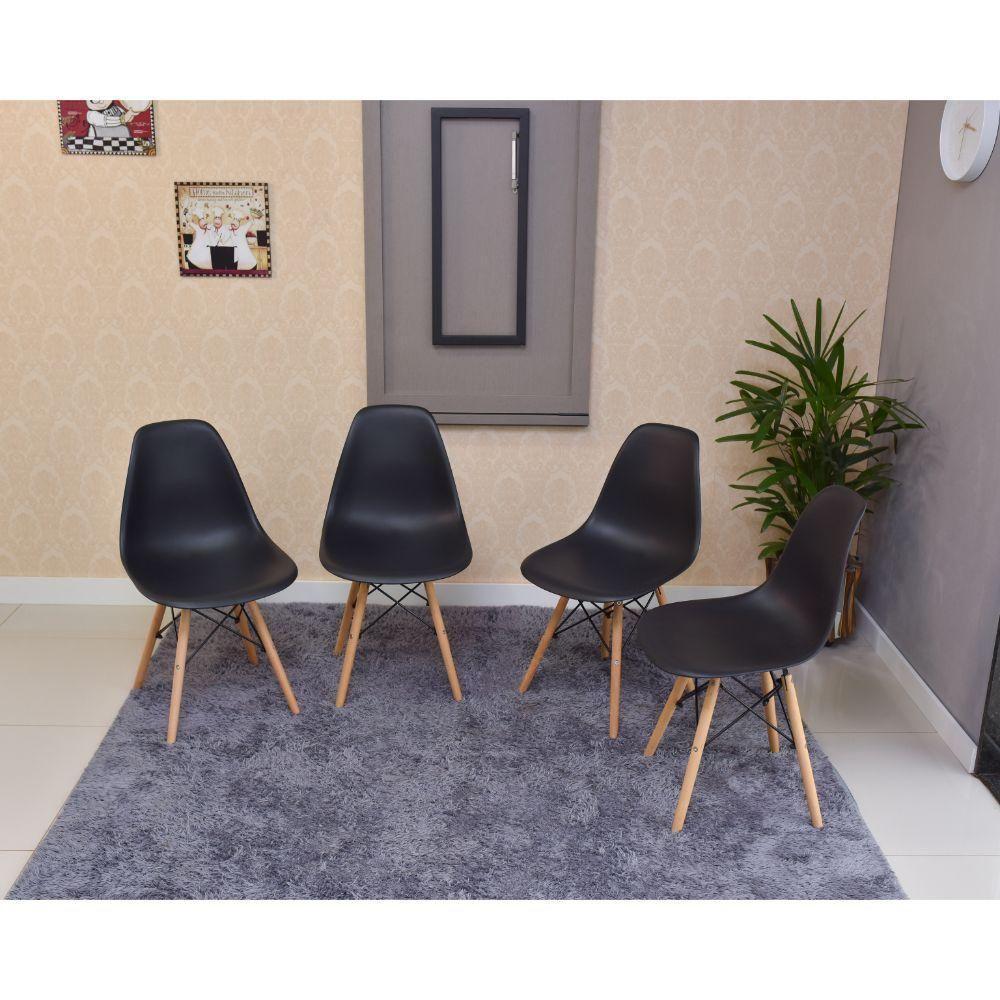 Conjunto Mesa Dobrável Retrátil 120x75 Volpi e 4 Cadeiras Eiffel Preta - 4