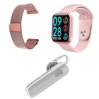 Kit 1 Smartwatch Rosa + 1 Pulseira + 1 Fone Headset Branco - 1