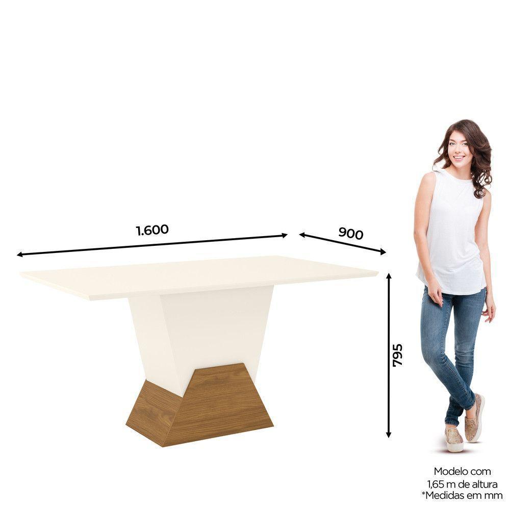 Conjunto Sala Jantar Mdf|Cadeiras Off White E Marrom Amêndoa - 9