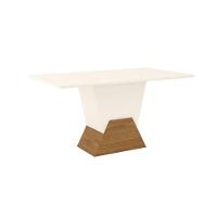 Conjunto Sala Jantar Mdf|Cadeiras Off White E Marrom Amêndoa - 6