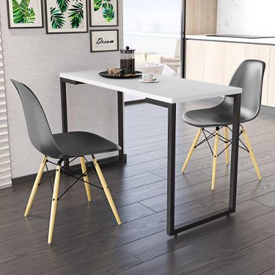 Kit Mesa De Cozinha 120Cm E 2 Cadeiras F02 Branco/Preto