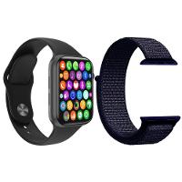 Kit 1 Relógio Smartwatch Iwo9 Lite Preto + 1 Pulseira Azul - 1