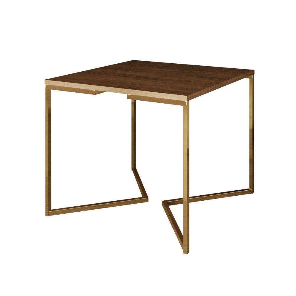 Mesa Jantar Industrial Quadrada 90Cm Amêndoa Base V C/4 Poltronas Daw Pretas Base Dou Cor: Amendoa - 6