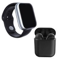 Kit 1 Relógio Smartwatch Prata +1 Fone Bluet Inpods 12 Preto - 1