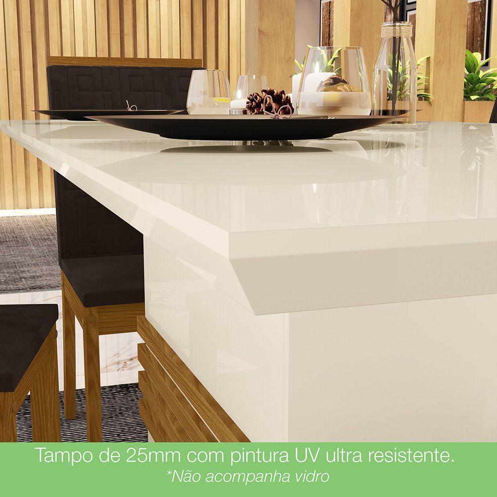 Conjunto Sala De Jantar Tampo Mdf 160 Cm 06 Cadeiras Marilia Casa 812 Nature Com Off White E Marrom - 5