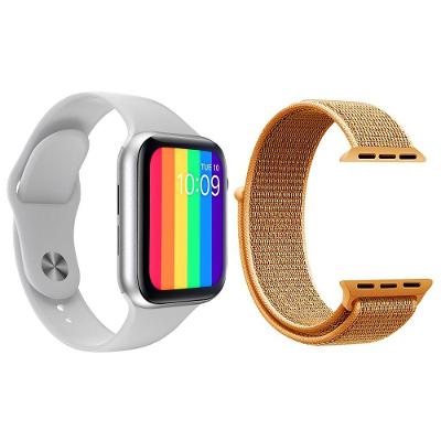Kit 1 Relógio Smartwatch Iwo12 Branco + 1 Pulseira Laranja