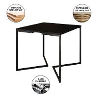Mesa Jantar Industrial Quadrada 90Cm Preta Base V Com 4 Cadeiras Brancas Ferro Preto Cor: Preto - 5