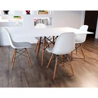 Conjunto De Mesa De Jantar Retangular 120X75 Tampo De Madeira Branco Com 4 Cadeiras Bra - 5