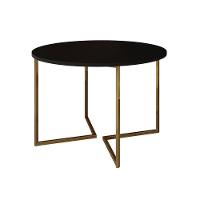 Mesa Jantar Industrial Redonda 110Cm Preta Base V Dourada Com 4 Poltronas Daw Madeira P Cor: Preto - 5