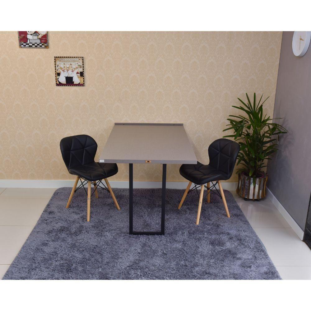 Conjunto Mesa Dobrável Retrátil 120x75 Volpi e 2 Cadeiras Slim Preta - 1