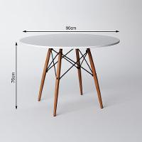 Conjunto De Mesa De Jantar Redonda 90Cm Tampo De Madeira Branco Com 4 Cadeiras Pretas - 5