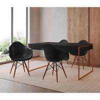 Mesa Jantar Industrial Preta 137X90Cm Base Cobre Com 4 Poltronas Pretas Made Cor: Preto - 1