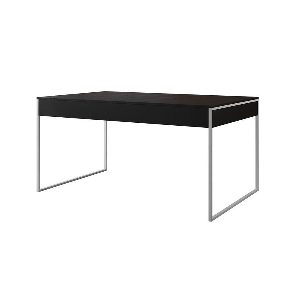 Mesa Jantar Industrial Retangular Preta 137X90Cm Com 4 Cadeiras Brancas Base Ferro Cor: Preto - 5