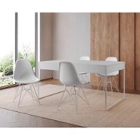 Mesa Jantar Industrial Retangular Branca 137X90Cm Com 4 Cadeiras Brancas Base Ferro Cor: Branco - 1