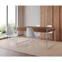 Mesa Jantar Industrial Retangular Amêndoa 137X90Cm Com 4 Cadeiras Brancas Base Ferr Cor: Amendoa - 1