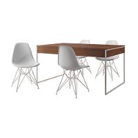 Mesa Jantar Industrial Retangular Amêndoa 137X90Cm Com 4 Cadeiras Brancas Base Ferr Cor: Amendoa - 6