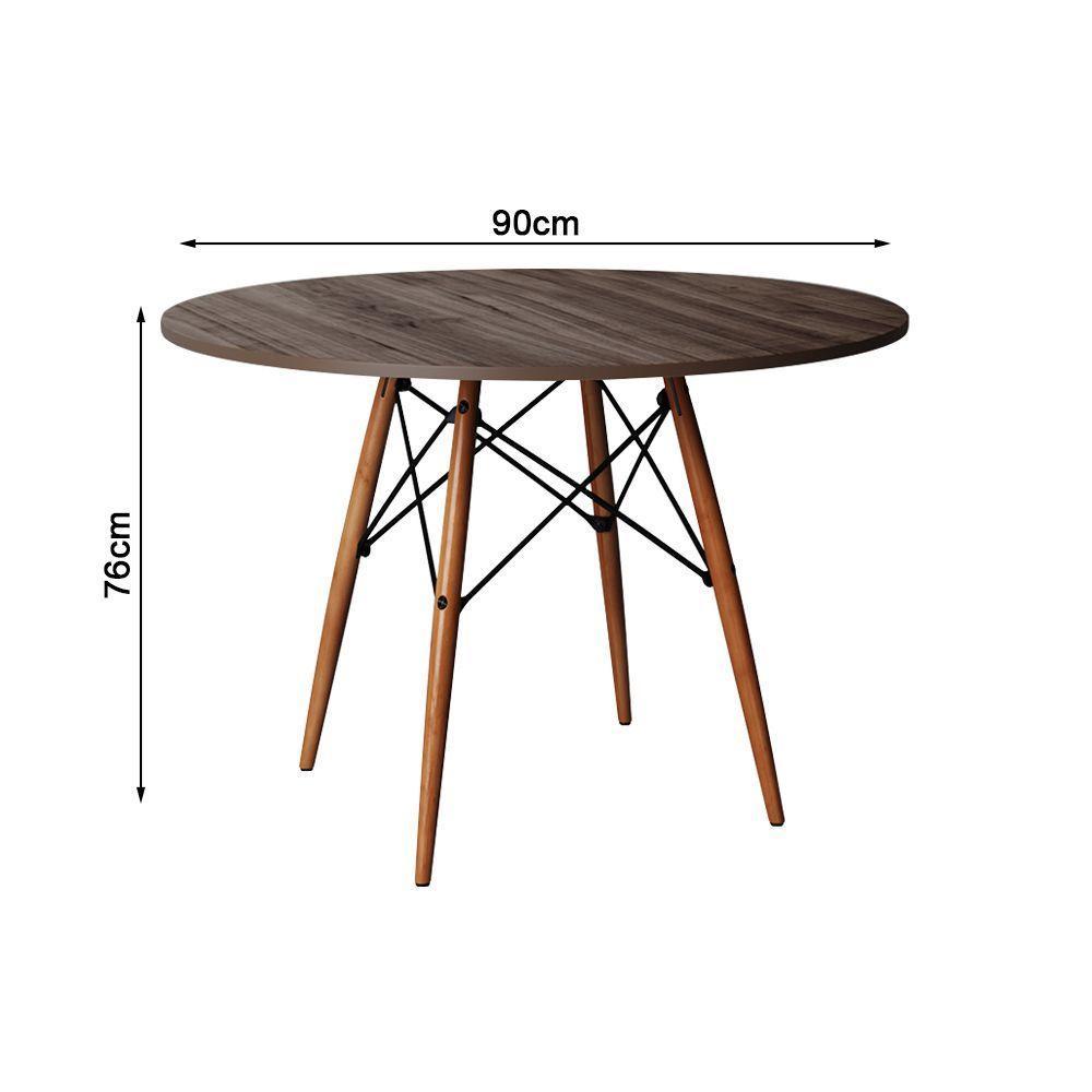 Conjunto De Jantar Mesa Redonda Eiffel Em Madeira 90Cm Amêndoa Com 4 Poltronas Pretas Cor: Preto - 3