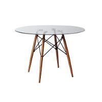 Mesa Sala De Jantar Eiffel Vidro Redonda 110Cm Vidro Com 4 Poltronas Pretas Base Madeira Cor: Preto - 5