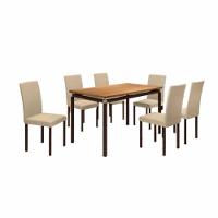 Conjunto Sala De Jantar Flórida Com 6 Cadeiras Linho Bege E Metal Preto Bm Tubulares - 1