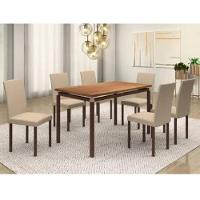 Conjunto Sala De Jantar Flórida Com 6 Cadeiras Linho Bege E Metal Preto Bm Tubulares - 6