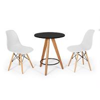 Conjunto Mesa Redonda Aline 70Cm Preta Com 2 Cadeiras Eames Eiffel - Branco - 1