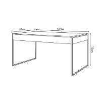 Mesa Jantar Industrial Retangular Amêndoa 137X90Cm Com 4 Cadeiras Brancas Base Cobr Cor: Amendoa