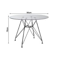 Mesa De Jantar Vidro Redonda 90Cm Com 4 Poltronas Pretas Ferro Preto Cor: Preto - 3
