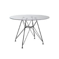 Mesa De Jantar Vidro Redonda 90Cm Com 4 Poltronas Pretas Ferro Preto Cor: Preto - 5