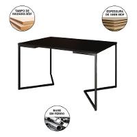 Mesa Jantar Industrial Preta Retangular 137X90Cm Base V Ferro Preto Com 6 Poltronas Bra Cor: Preto - 5