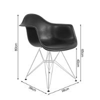 Mesa Jantar Industrial Quadrada Preta 90Cm Base V Com 4 Poltronas Pretas Ferro Branco Cor: Preto - 2