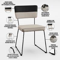 Mesa Capri 160 Off White Nature Com 6 Cadeiras Preto Bege - 8