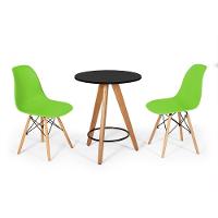 Conjunto Mesa Redonda Aline 70Cm Preta Com 2 Cadeiras Eames Eiffel - Verde - 1