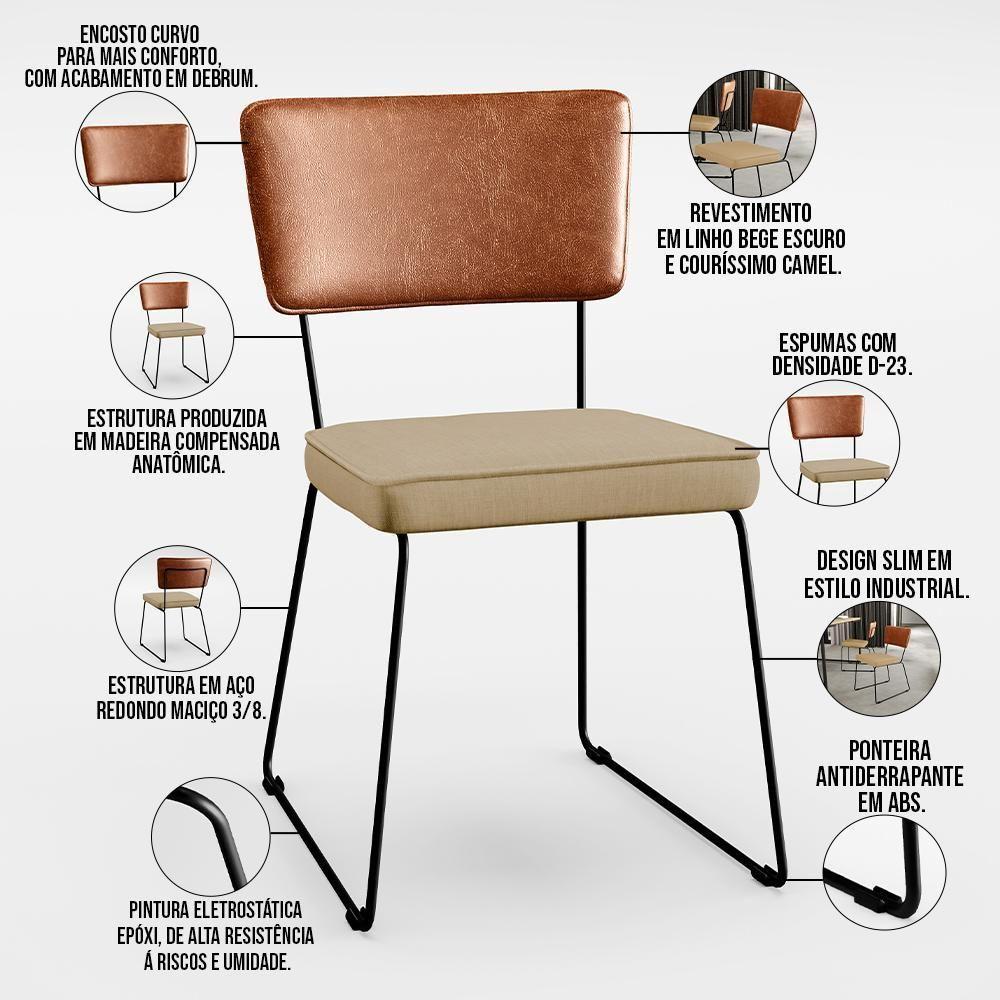 Mesa Capri 160 Off White E 6 Cadeiras B05 Camel Bege Escuro - 8