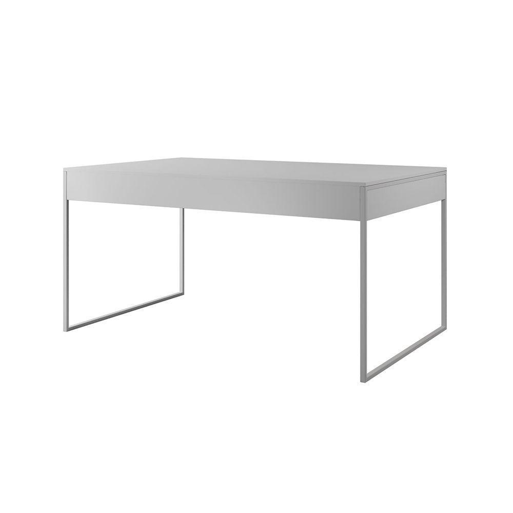 Mesa Jantar Industrial Retangular Branca 137X90Cm Com 4 Cadeiras Pretas Base Ferro Cor: Branco - 5