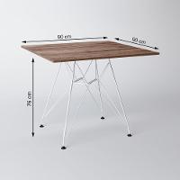 Mesa De Jantar Amêndoa 90Cm Quadrada Com 4 Cadeiras Pretas Base Ferro Branco Cor: Preto - 3